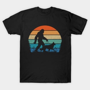 Bigfoot Walking Anatolian Shepherd Dog Retro Sunset Dog Lover T-Shirt